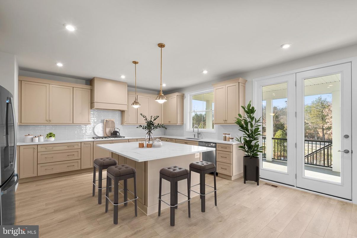 Interior, Kitchen, Pendant Lights, Recessed Lighting, Wood Texture Flooring