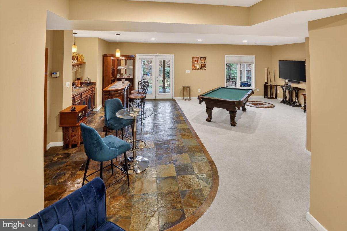 Billiard Table, Game Room, Interior, Pendant Lights, Recessed Lighting