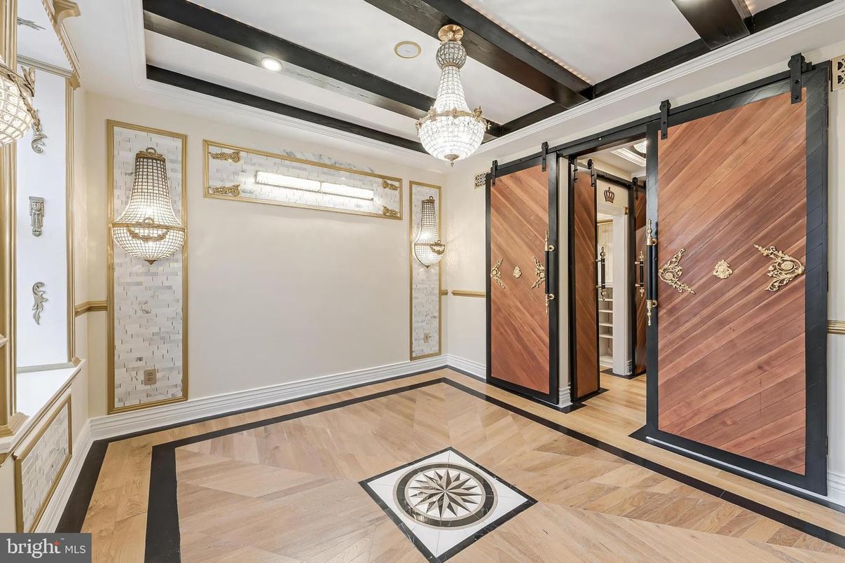 Chandelier, Interior, Recessed Lighting, Wood Texture Flooring