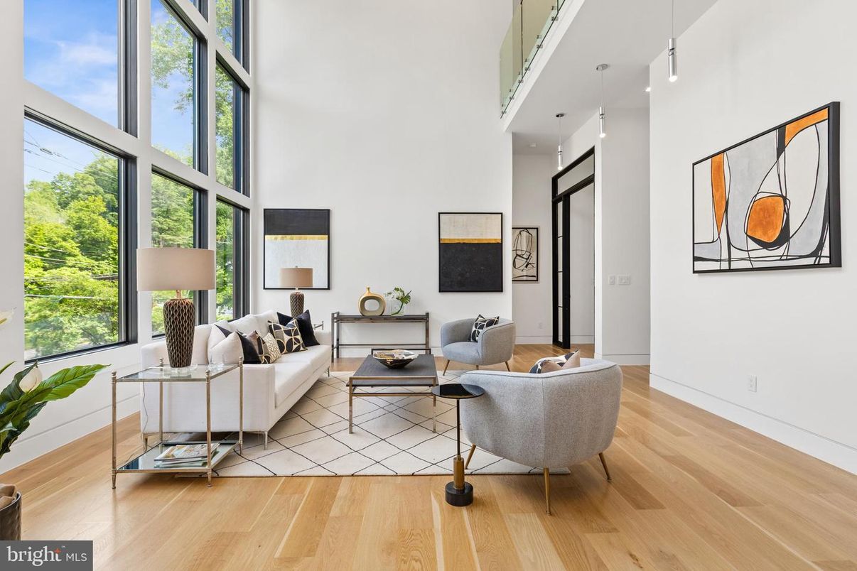 Interior, Living room, Pendant Lights, Wood Texture Flooring