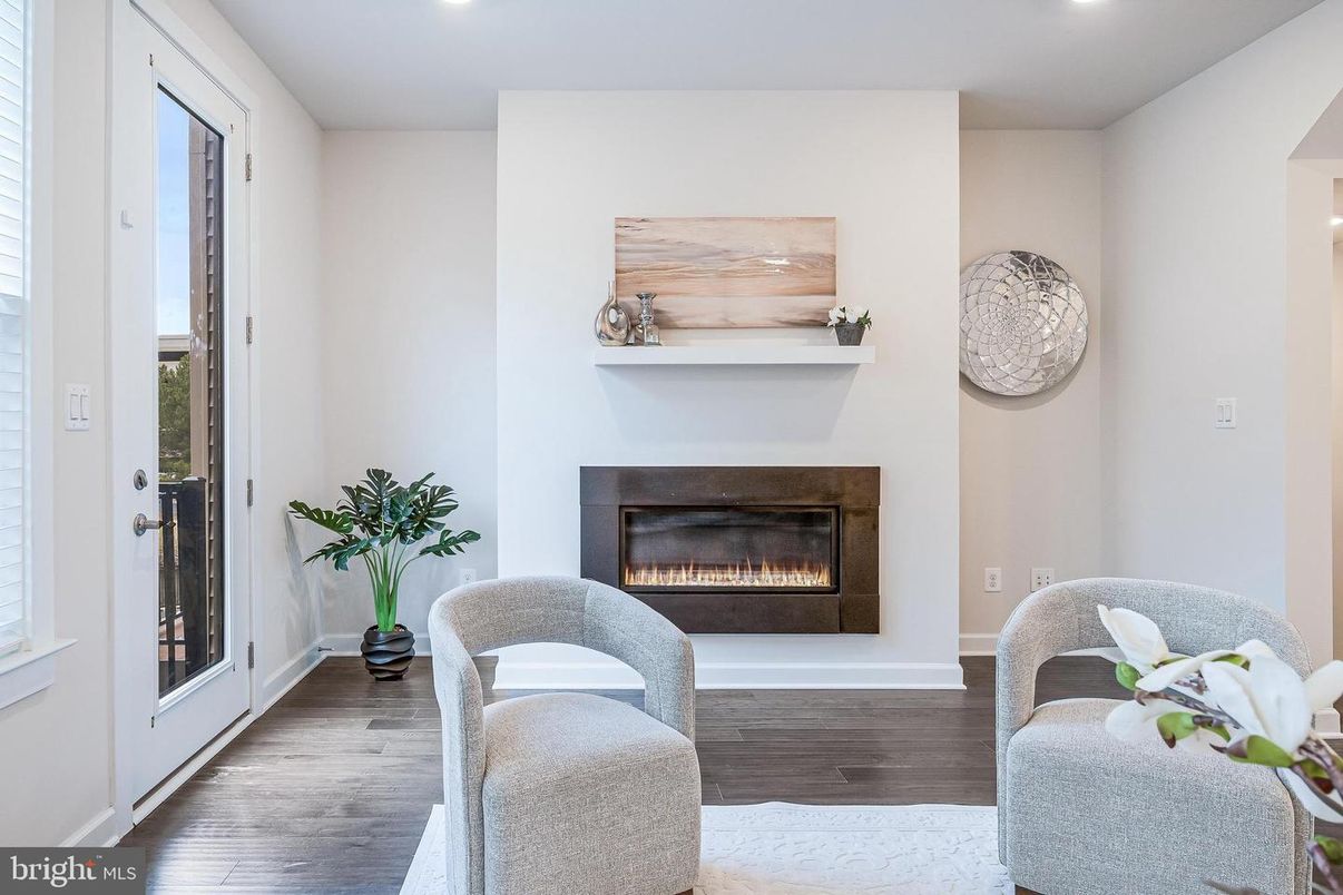 Fireplace, Interior, Recessed Lighting, Wood Texture Flooring