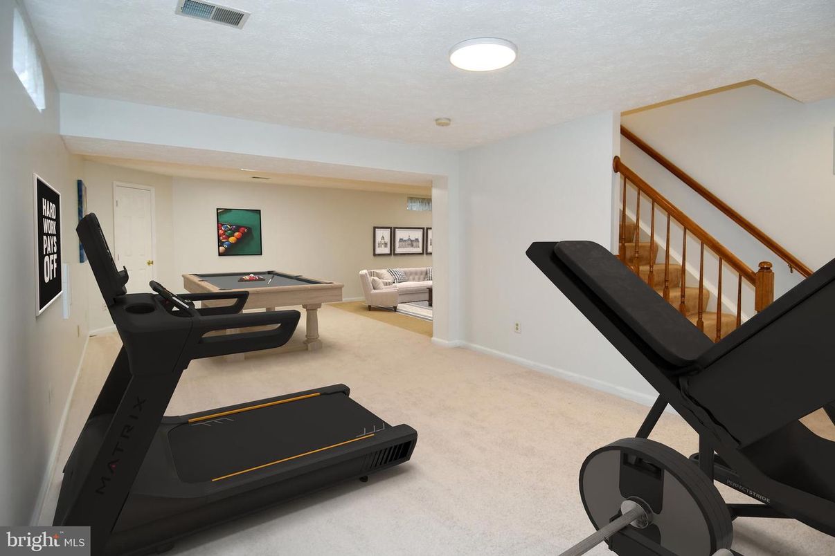 Billiard Table, Fitness Equipment, Game Room, Interior, Recessed Lighting