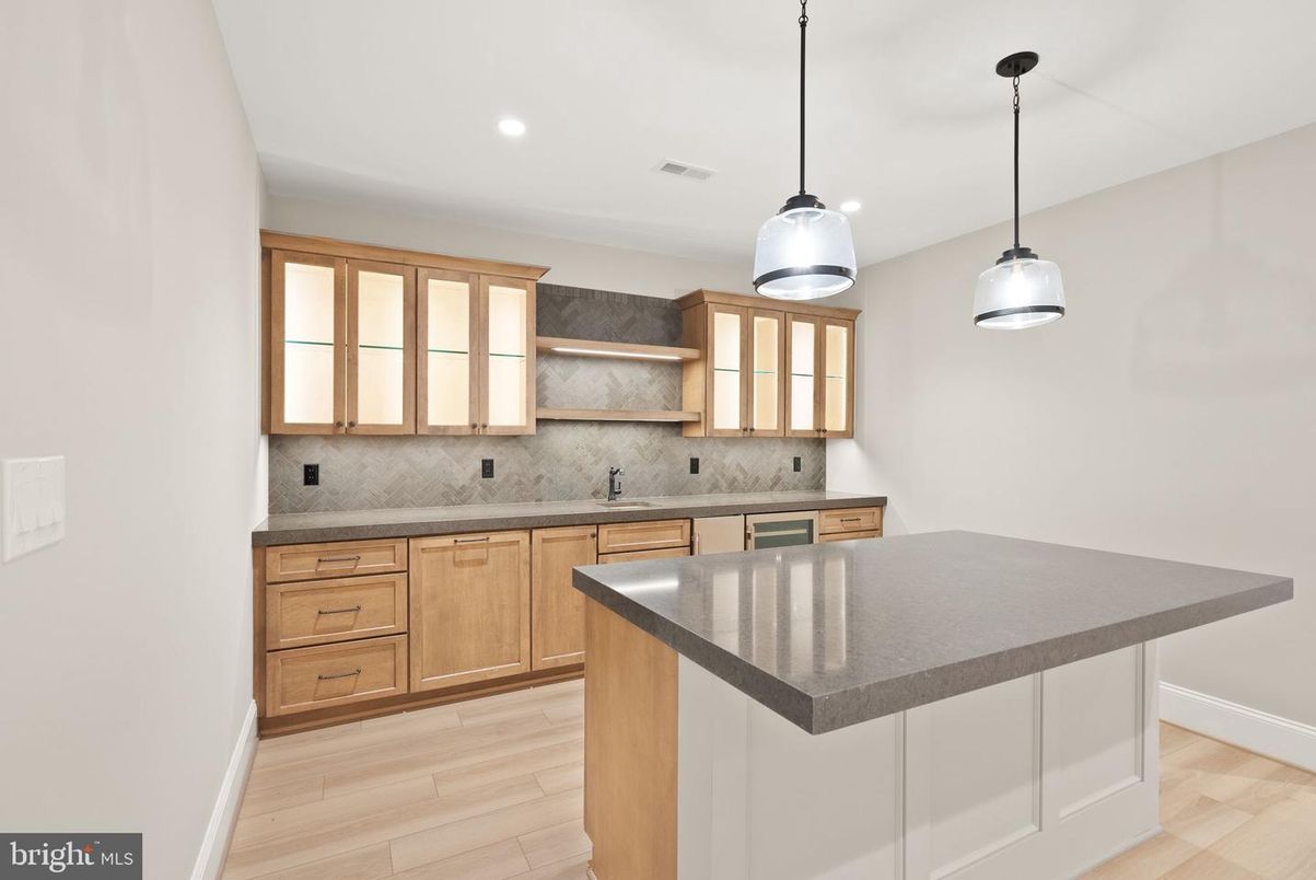 Interior, Kitchen, Pendant Lights, Recessed Lighting, Wood Texture Flooring