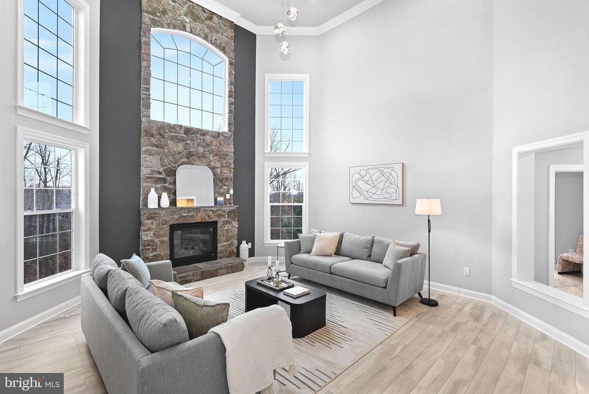 Fireplace, Interior, Living room, Pendant Lights, Wood Texture Flooring