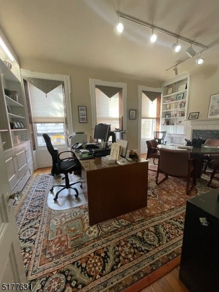 Fireplace, Home Office, Interior, Living room, Wood Texture Flooring