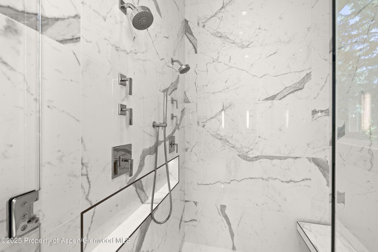 Bathroom, Glass Shower, Interior, Marble Walls