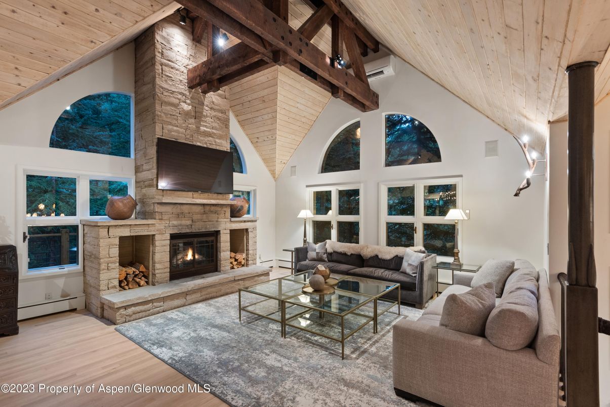 Fireplace, Interior, Living room, Stone Walls, Wooden Beams, Wooden Ceilings, Wood Texture Flooring