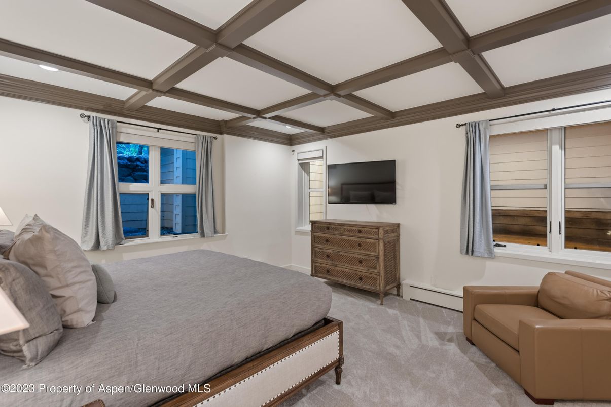 Bedroom, Interior, Recessed Lighting, Wooden Beams