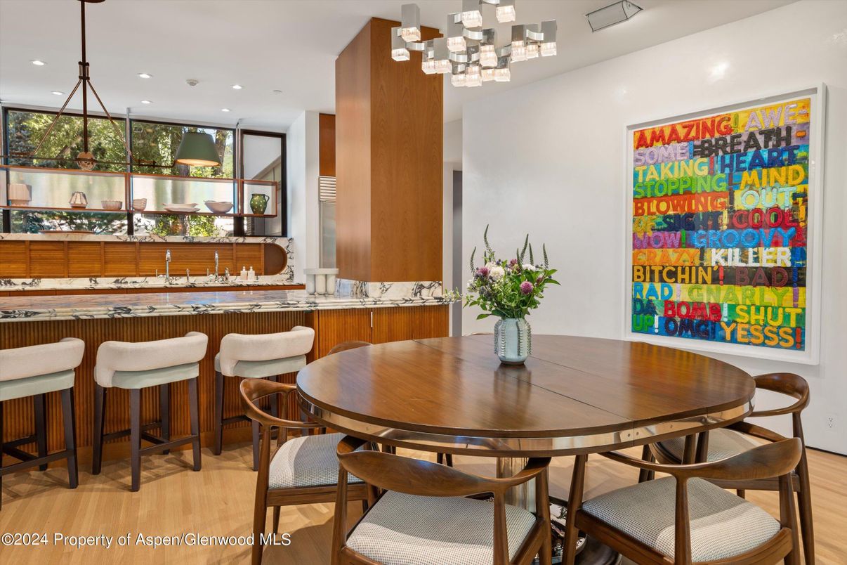 Chandelier, Dining room, Interior, Pendant Lights, Recessed Lighting, Wood Texture Flooring