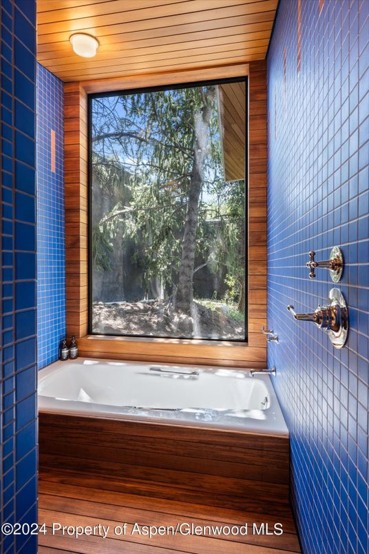 Bathroom, Interior, Recessed Lighting, Wooden Ceilings, Wooden Walls