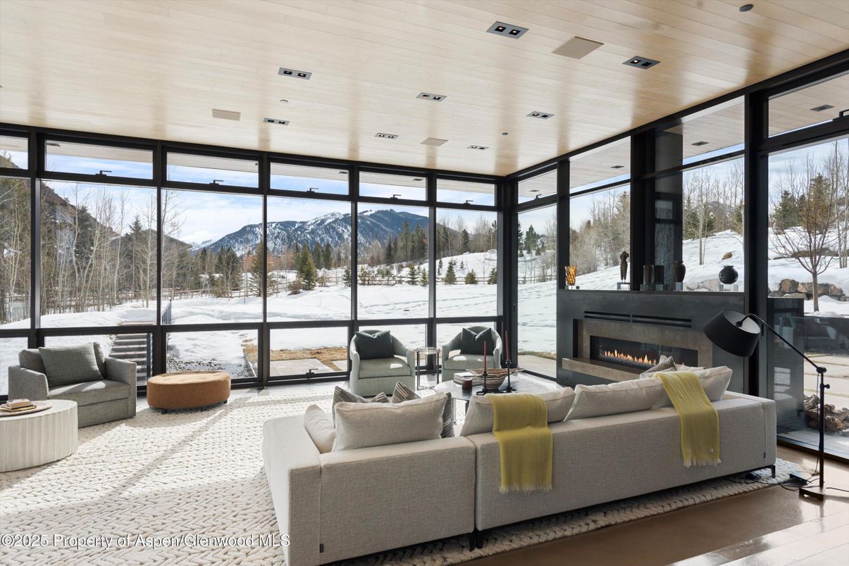 Fireplace, Interior, Living room, Recessed Lighting, Sun Room