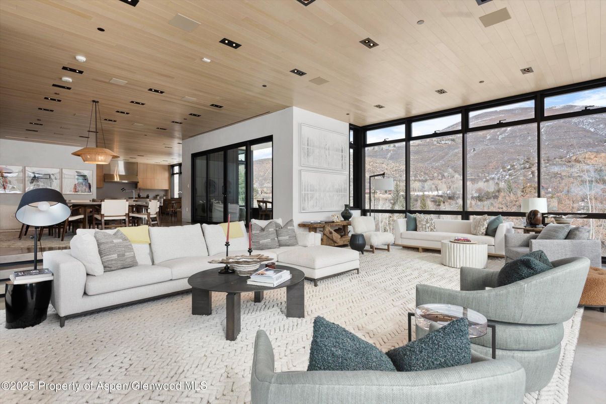 Dining room, Interior, Kitchen, Living room, Pendant Lights, Recessed Lighting, Wooden Ceilings