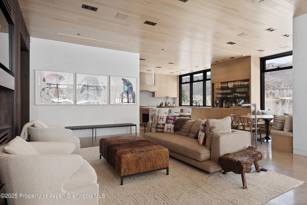 Interior, Kitchen, Living room, Pendant Lights, Recessed Lighting, Wooden Ceilings