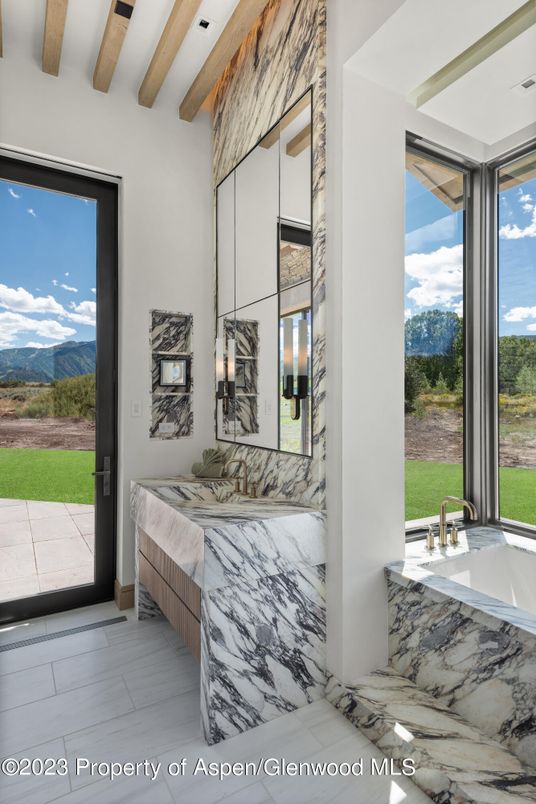 Bathroom, Bedroom, Interior, Marble, Marble Walls, Wooden Beams