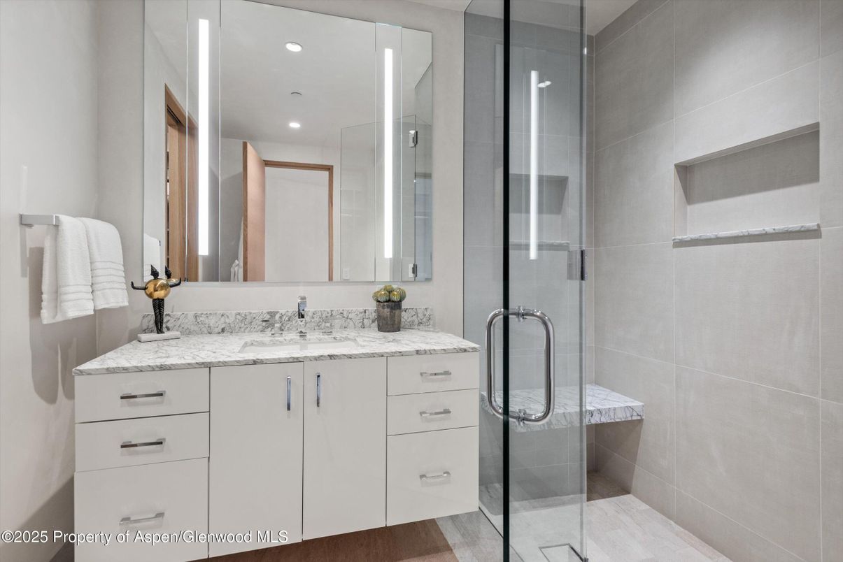 Bathroom, Dual Sink Vanities, Glass Shower, Interior, Recessed Lighting