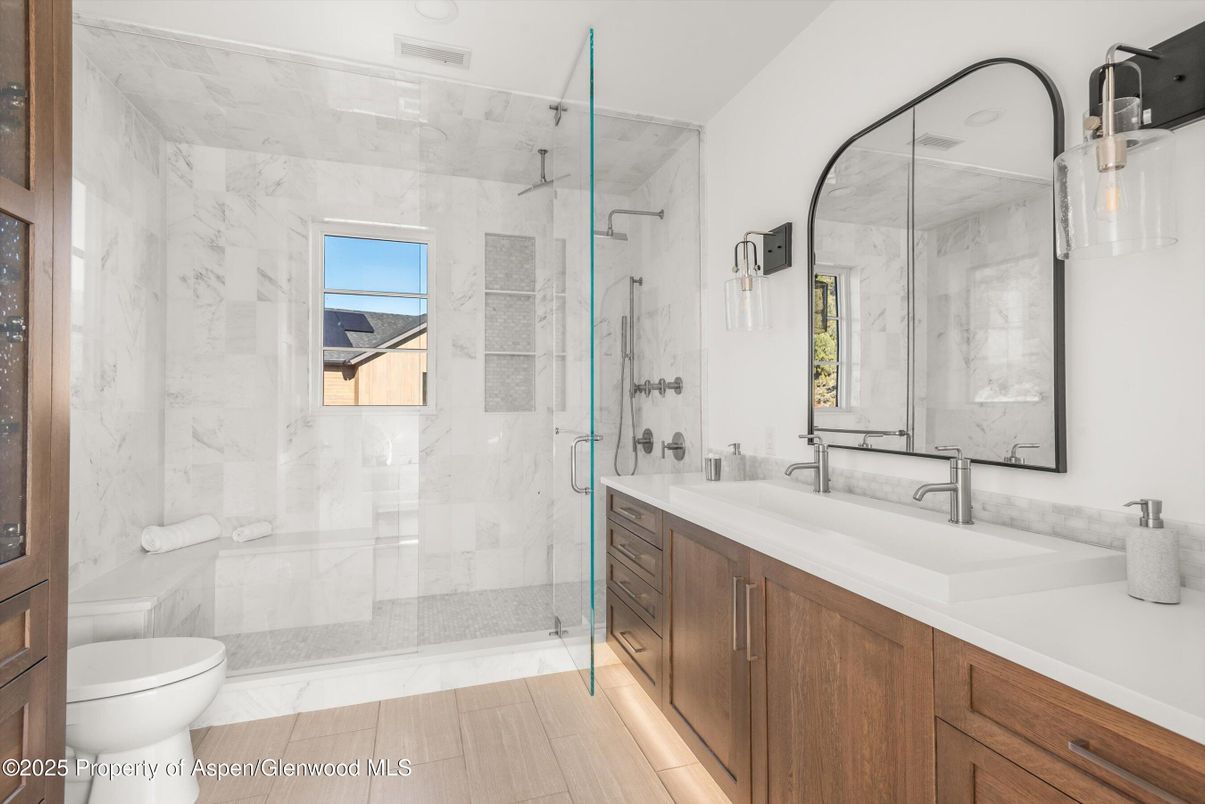 Bathroom, Glass Shower, Interior, Marble Walls