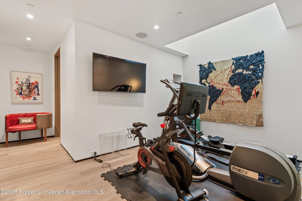 Fitness Equipment, Interior, Recessed Lighting, Wood Texture Flooring
