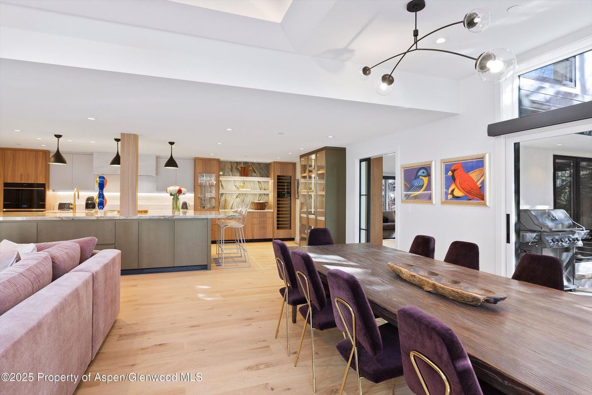 Dining room, Interior, Kitchen, Living room, Pendant Lights, Recessed Lighting, Wood Texture Flooring