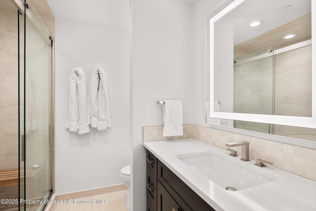 Bathroom, Glass Shower, Interior, Recessed Lighting