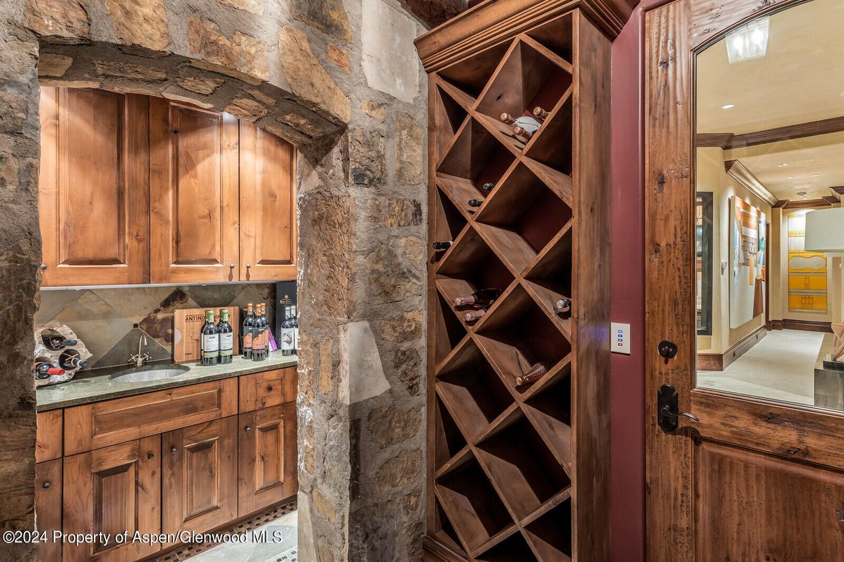 Interior, Kitchen, Stone Walls, Wine Storage