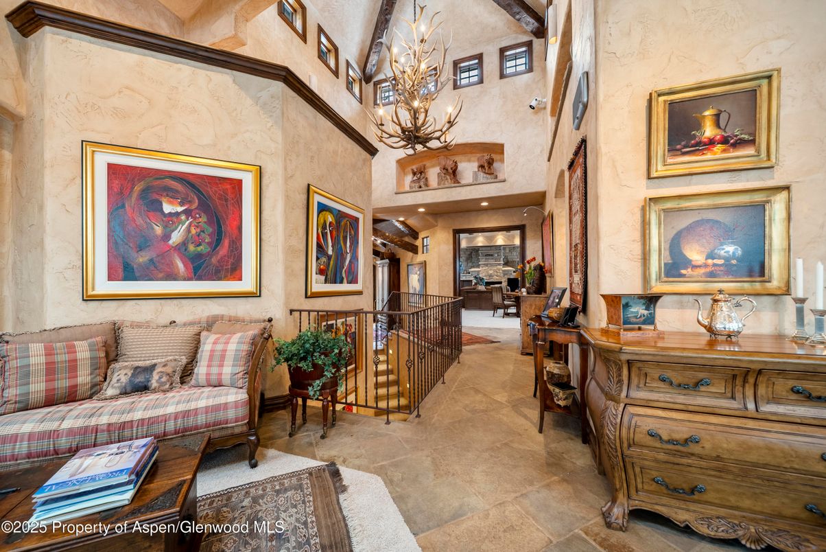 Chandelier, Interior, Recessed Lighting, Wooden Beams