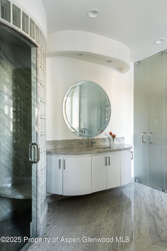 Bathroom, Glass Shower, Interior, Recessed Lighting