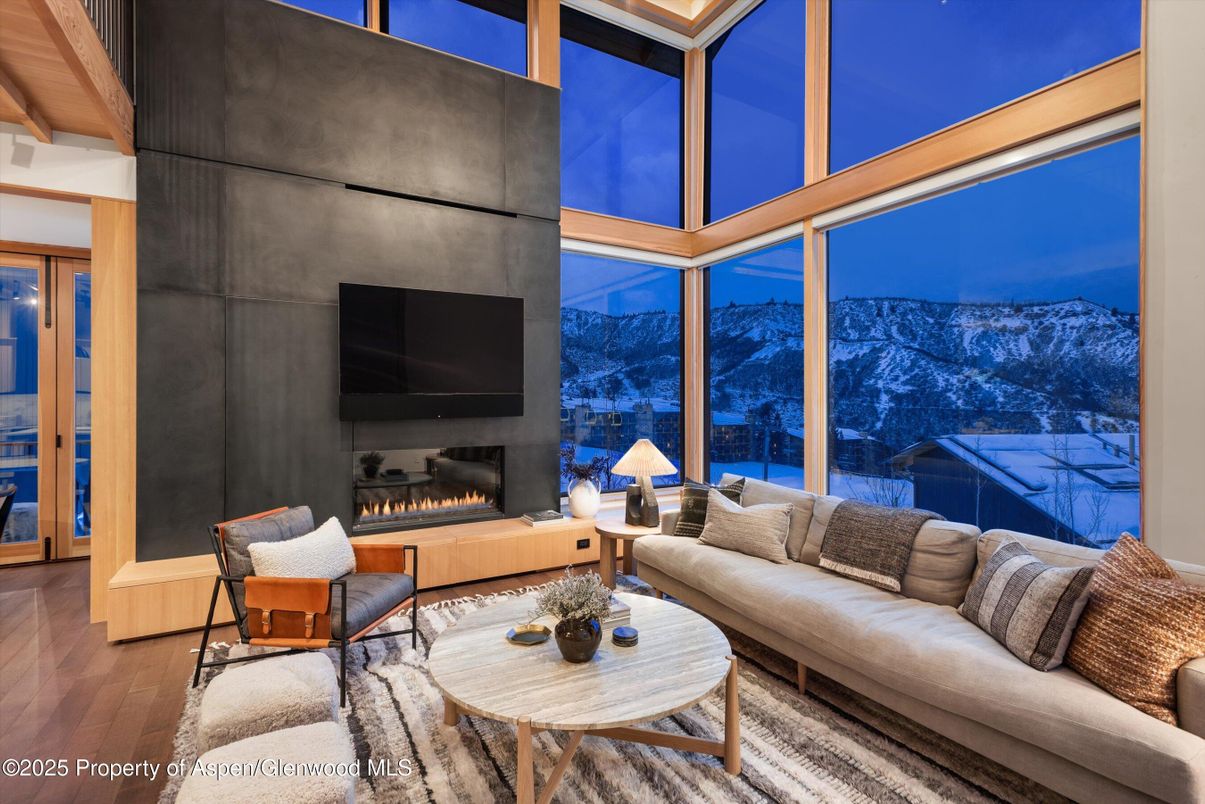 Fireplace, Interior, Living room, Sun Room, Wood Texture Flooring