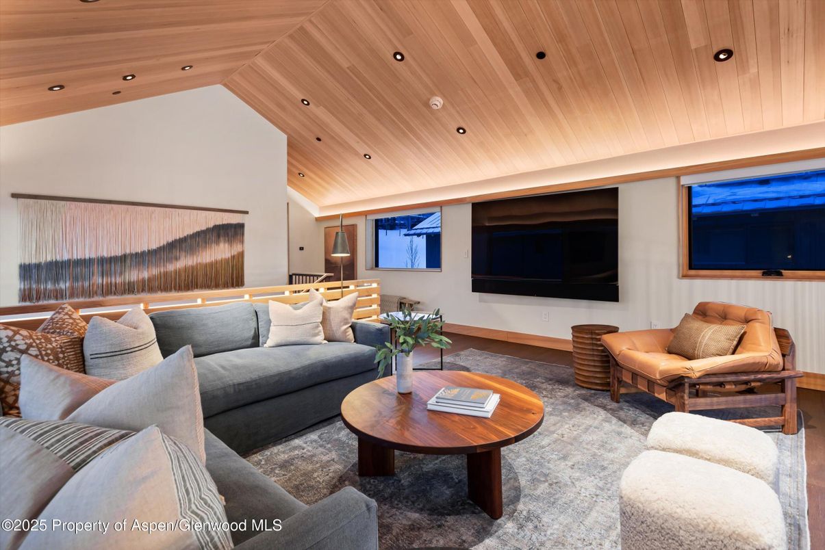 Interior, Living room, Recessed Lighting, Wooden Ceilings