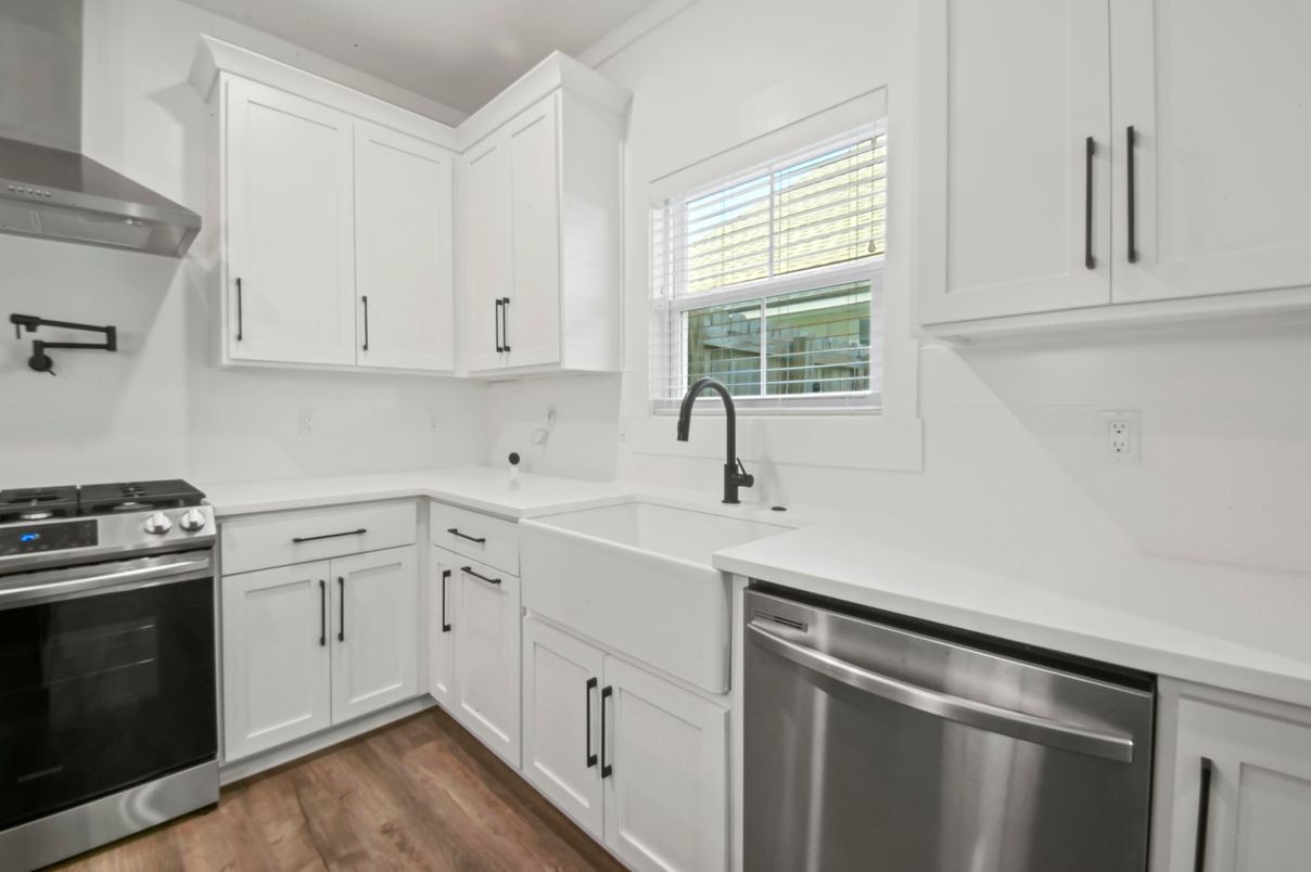 Interior, Kitchen, Stainless Steel Appliances, Wood Texture Flooring