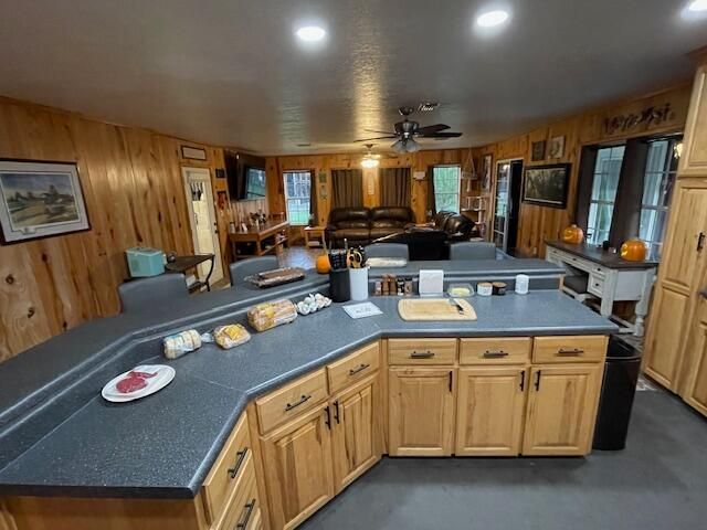 Interior, Kitchen, Recessed Lighting, Wooden Walls