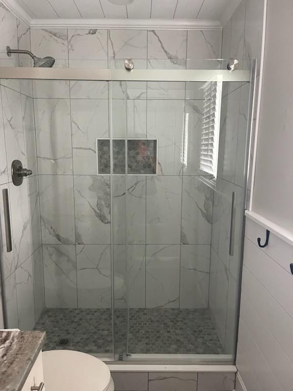 Bathroom, Glass Shower, Interior, Marble Walls