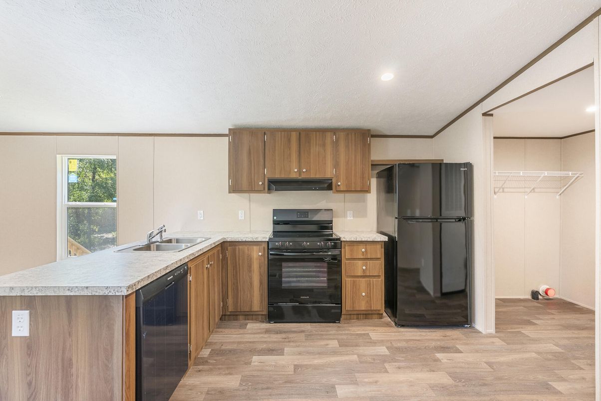 Interior, Kitchen, Recessed Lighting, Wood Texture Flooring