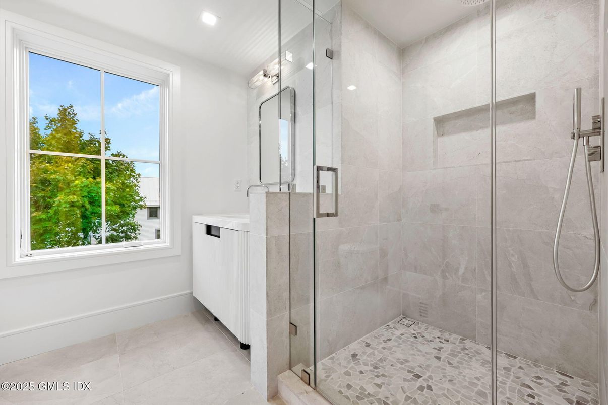 Bathroom, Glass Shower, Interior, Recessed Lighting