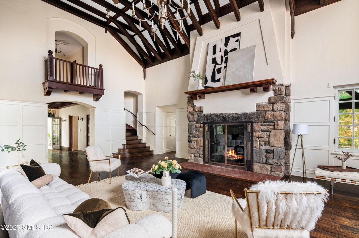 Fireplace, Interior, Living room, Wooden Beams, Wood Texture Flooring