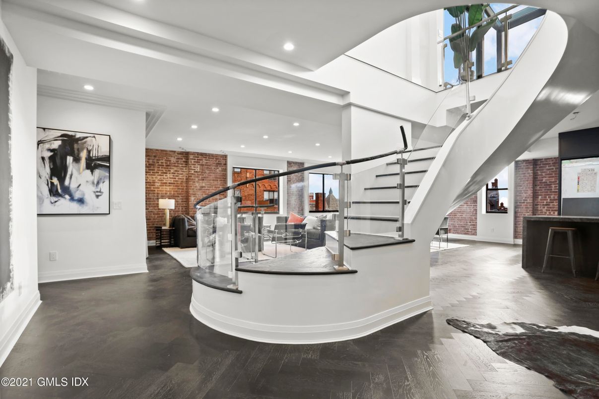 Interior, Recessed Lighting, Stone Walls, Wood Texture Flooring