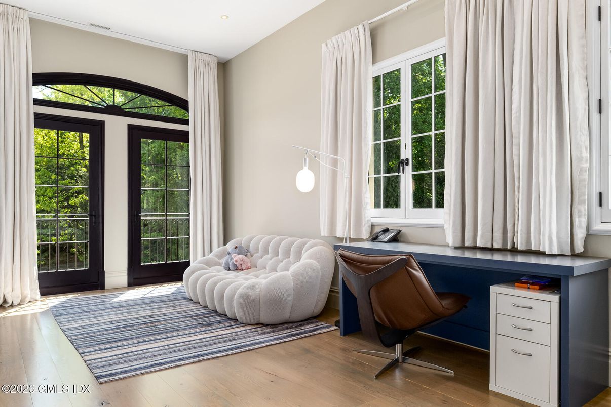 Bedroom, Home Office, Interior, Recessed Lighting, Wood Texture Flooring