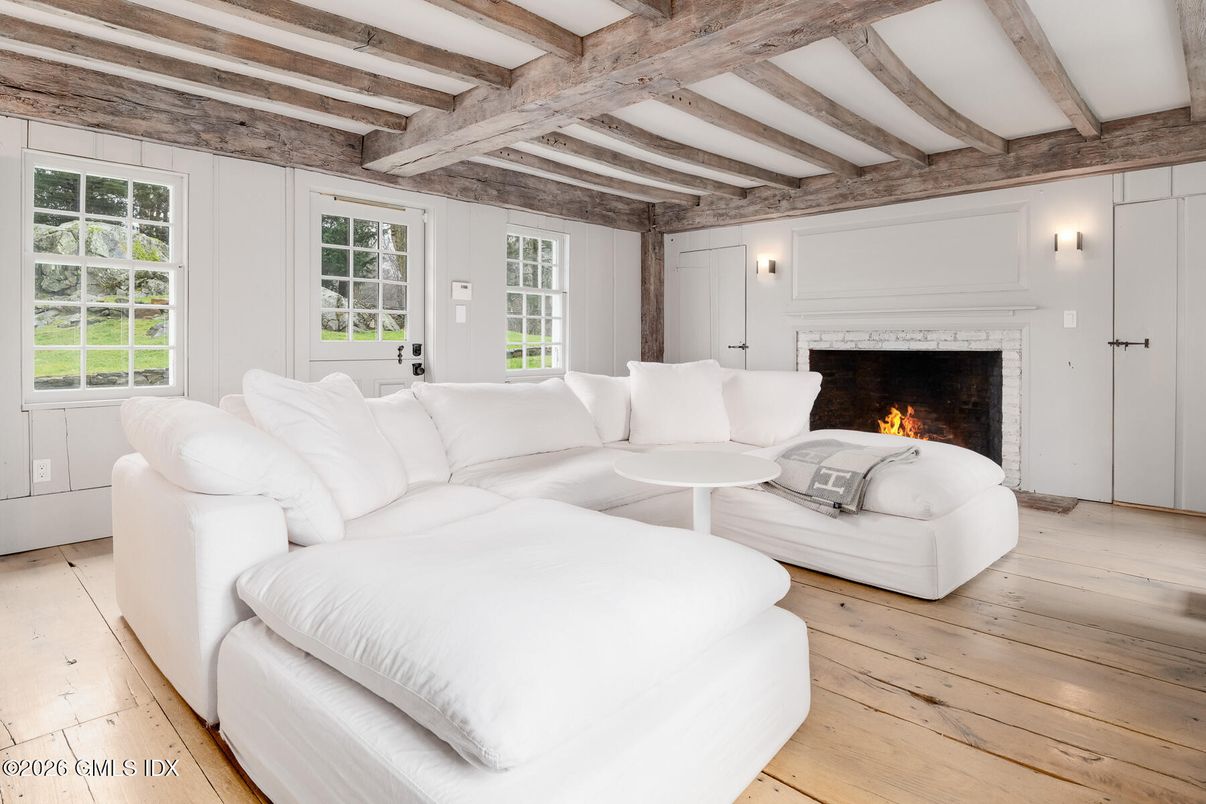 Fireplace, Interior, Living room, Wooden Beams, Wood Texture Flooring