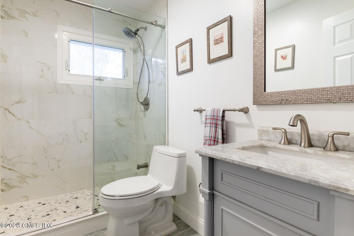 Bathroom, Glass Shower, Interior, Marble Walls