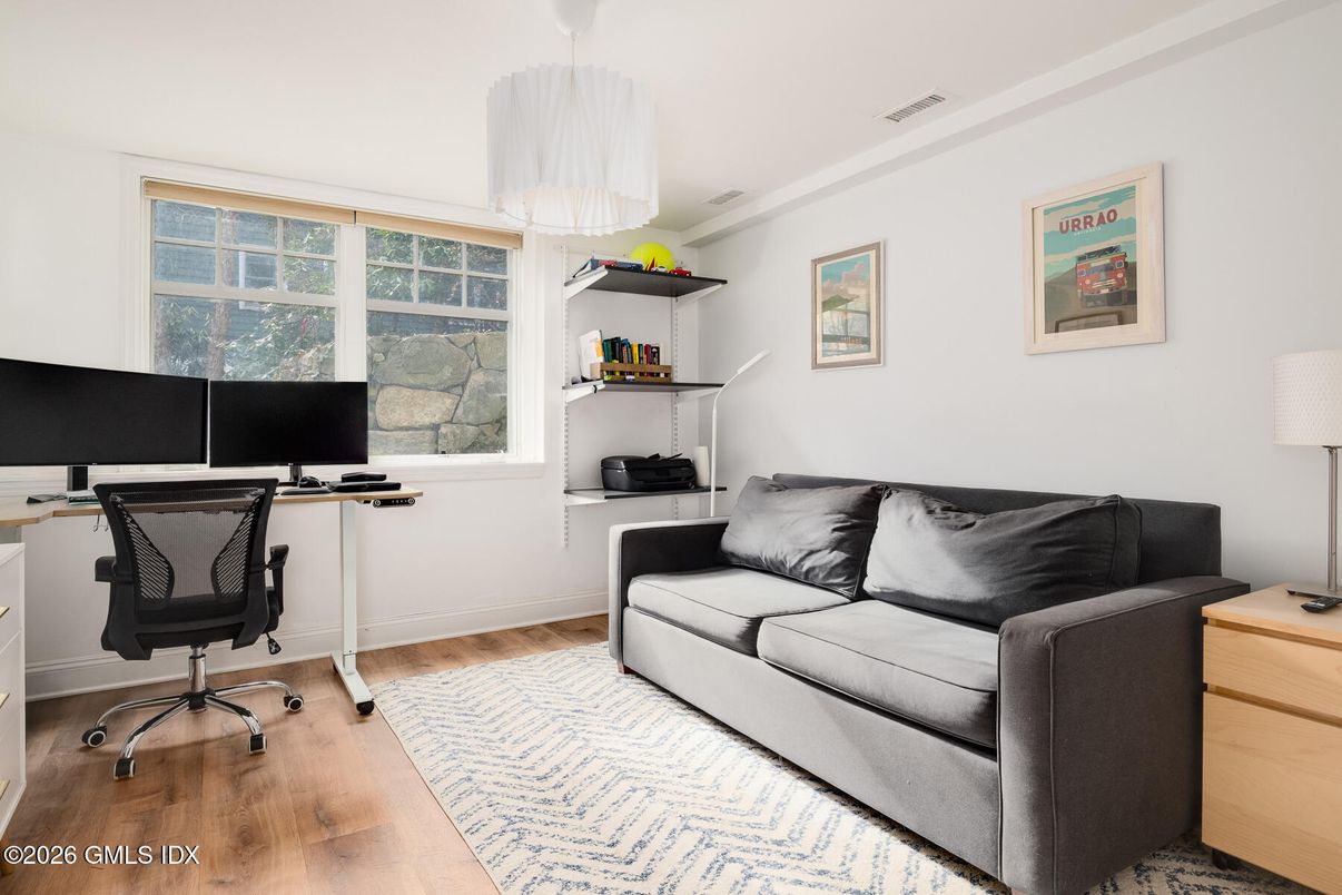 Home Office, Interior, Pendant Lights, Wood Texture Flooring
