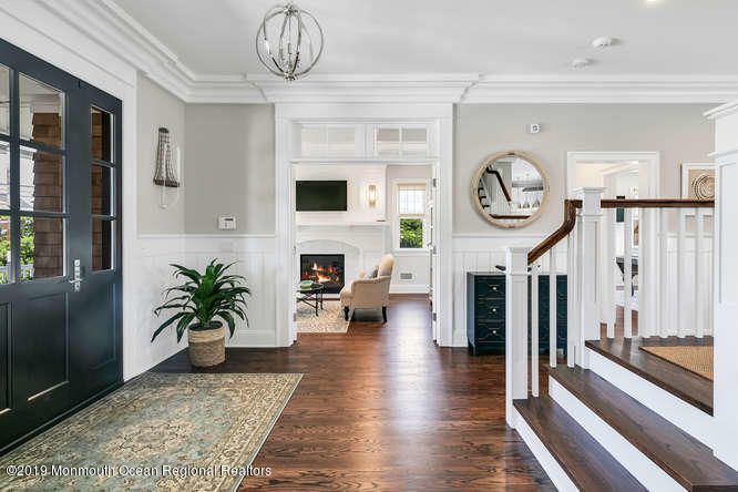 Fireplace, Interior, Pendant Lights, Recessed Lighting, Wood Texture Flooring