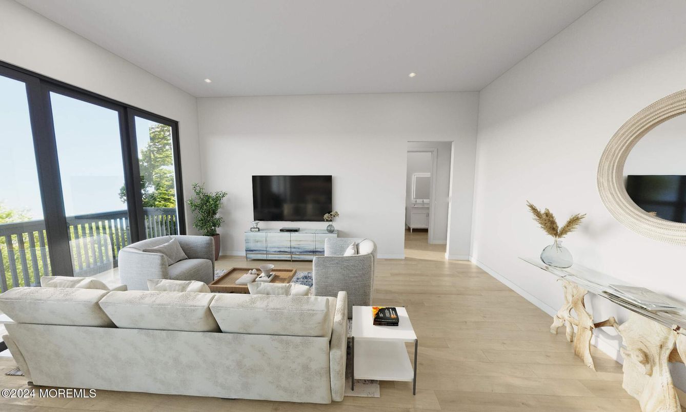 Interior, Living room, Recessed Lighting, Water, Wood Texture Flooring