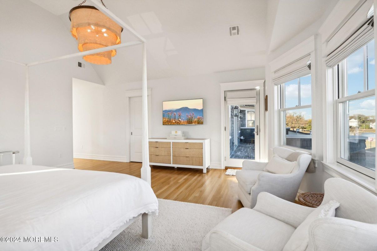 Bedroom, Chandelier, Interior, Wood Texture Flooring