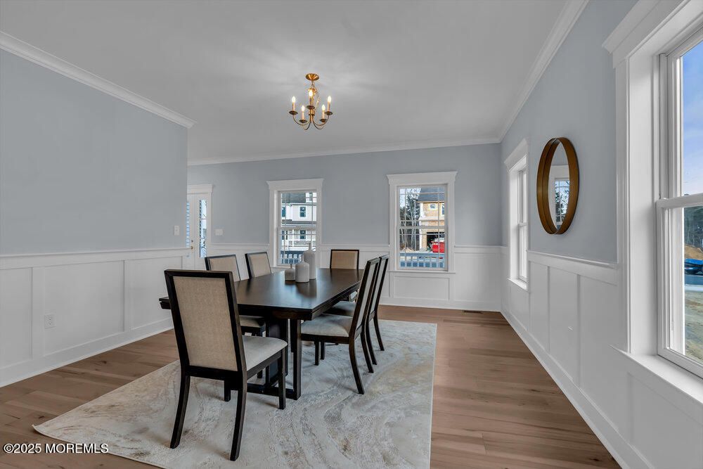 Chandelier, Dining room, Interior, Wood Texture Flooring