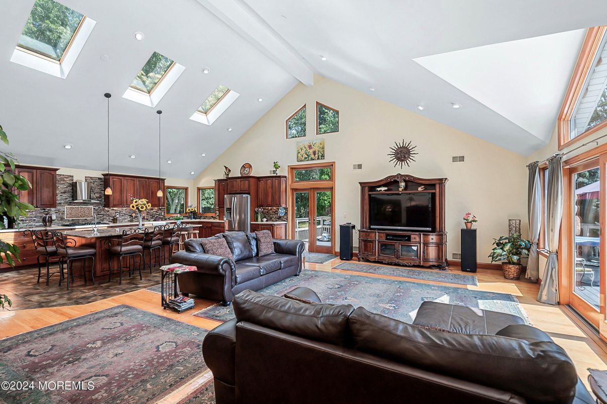 Dining room, Interior, Kitchen, Living room, Recessed Lighting, Wood Texture Flooring