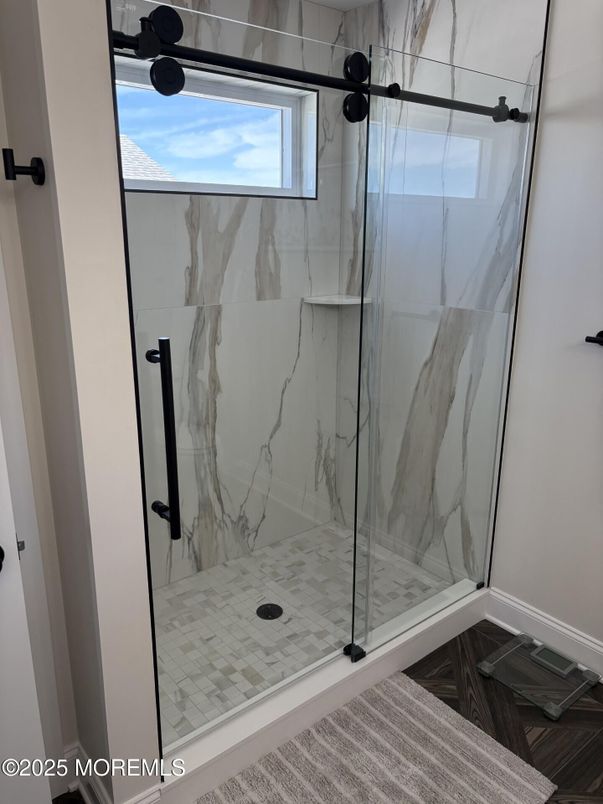 Bathroom, Glass Shower, Interior, Marble Walls