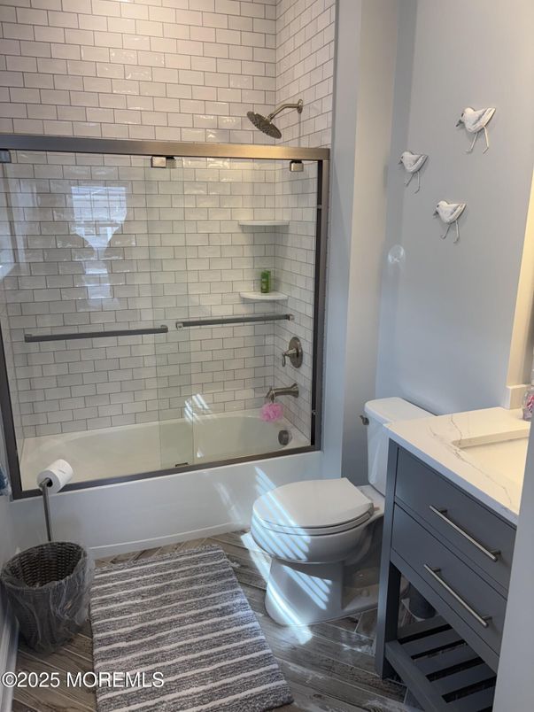 Bathroom, Glass Shower, Interior, Wood Texture Flooring