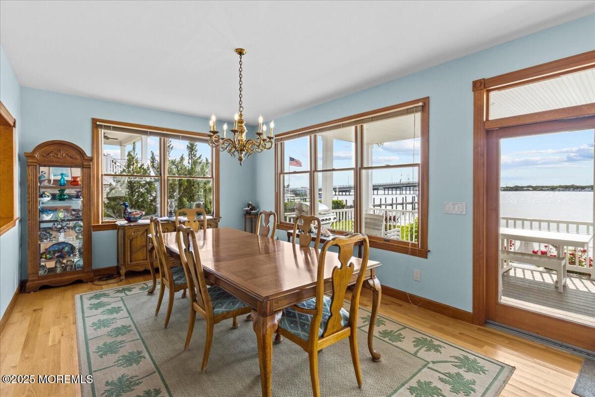 Chandelier, Dining room, Interior, Water, Wood Texture Flooring