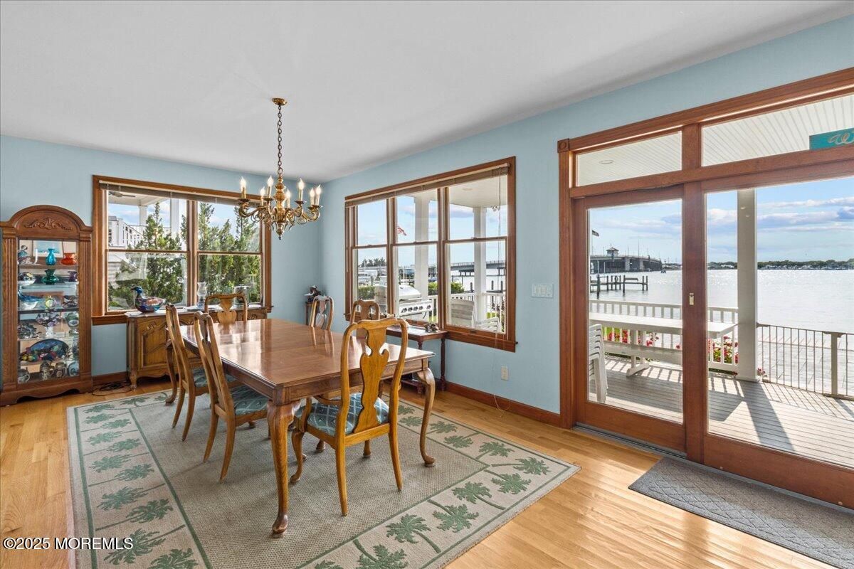 Chandelier, Dining room, Interior, Water, Wood Texture Flooring