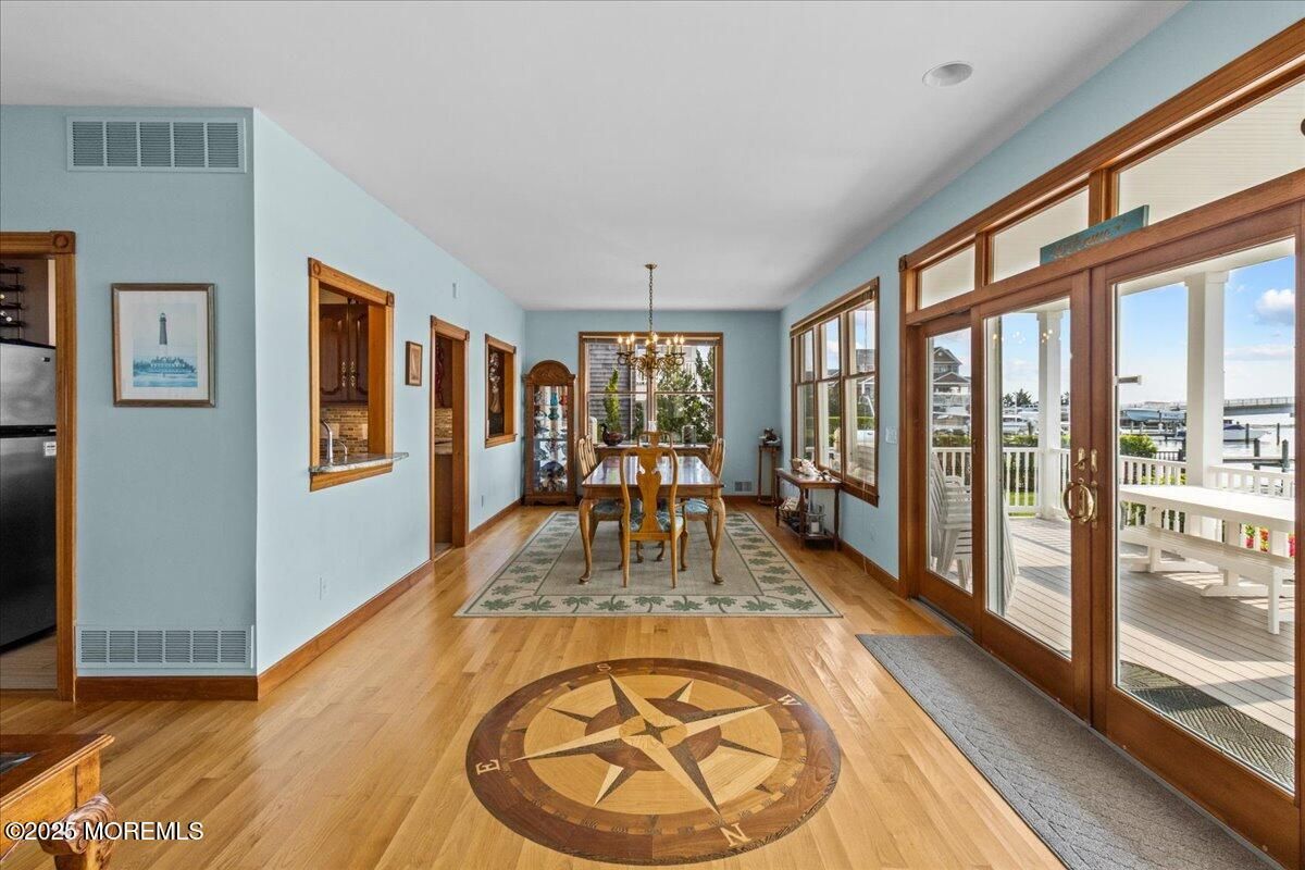 Chandelier, Dining room, Interior, Wood Texture Flooring