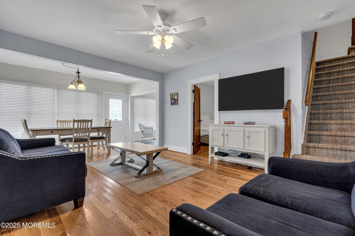 Dining room, Interior, Living room, Pendant Lights, Wood Texture Flooring